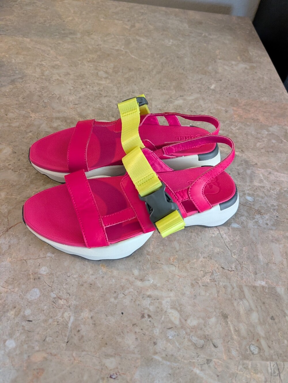 Sorel Kinetic Impact Sling Leather Sandals Pink Yellow Sandals Women's Size 7.5 - Picture 3 of 12